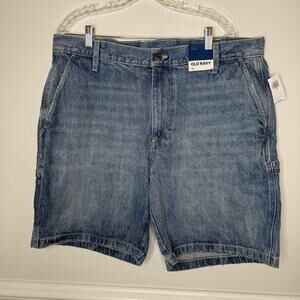 Old Navy Men’s Denim Carpenter Shorts Size 38 Blue Medium Wash Pockets New